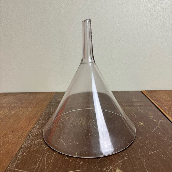 Antique Hand Blown Clear Glass Funnel Pat June 17 1884 Science Biology Chemistry - Picture 10 of 12